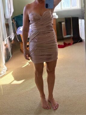 Bebe Bodycon Strapless Wrap Dress